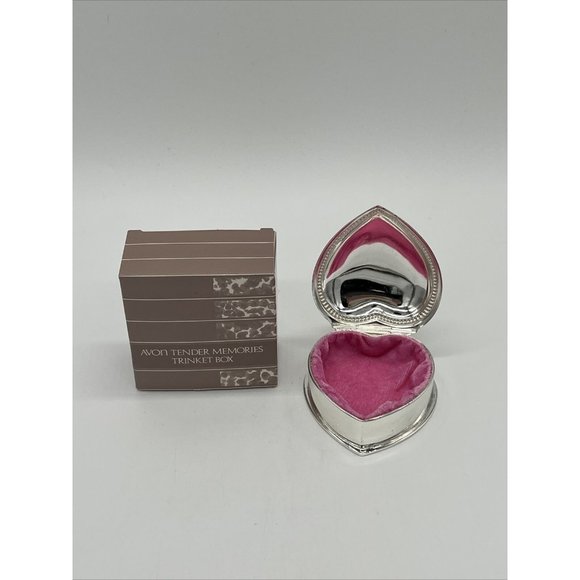 COPY - Vintage 1987 Avon Tender Memories Trinket Jewelry Box Silver & Pink New - Picture 1 of 5